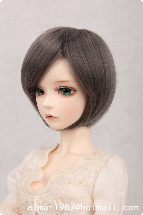 Details about  / 1//3SD/&Uncle BJD Short Wig Fiber Doll Hair Wine Red /& Silver Grey Double Colors