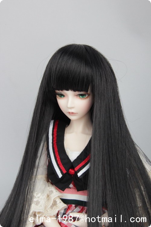 Black straight long wig for bjd 1/3,1/4,1/6 doll