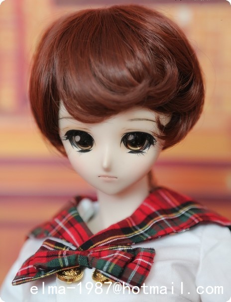 wig for 1/3 doll short brown hair - Click Image to Close