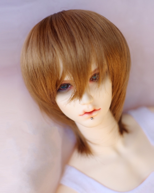 Golden brown short straight wig for bjd 1/3,1/4,1/6 doll - Click Image to Close